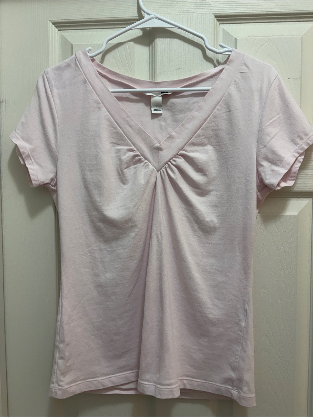 H&M Pale Pink V-Neck Short Sleeve Tee